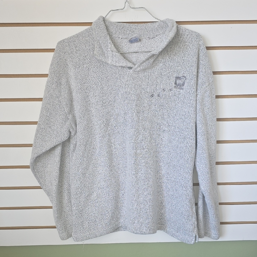 Michigan Embroided Long Sleeve Vneck Sweatshirt Lg